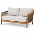 Sofa dwuosobowa teak z tkaniną poliestrową