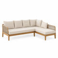 Narożna sofa ogrodowa beżowa drewno teak poliester