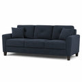 Sofa trzyosobowa granatowa, tkanina poliester, 220 cm