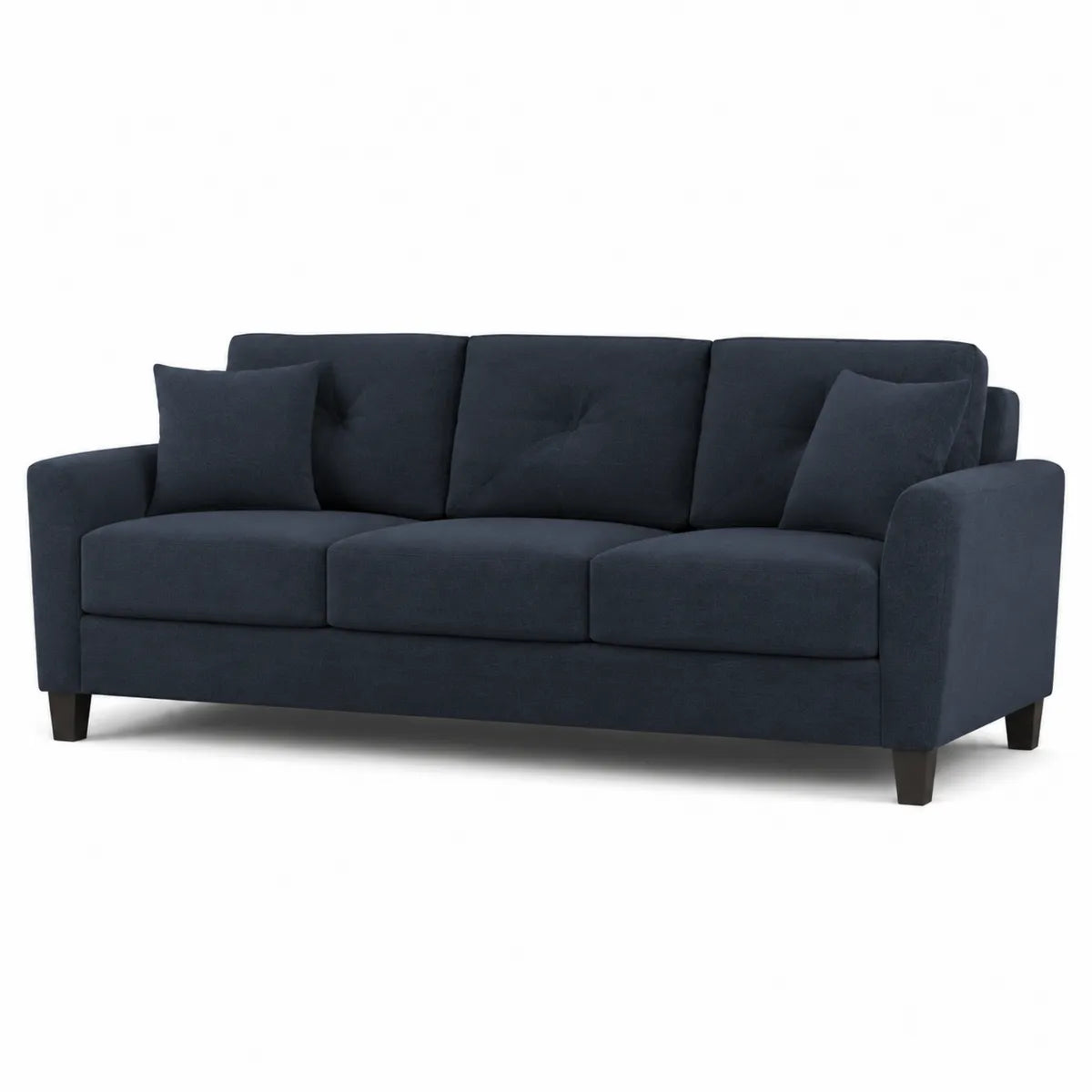 Sofa trzyosobowa granatowa, tkanina poliester, 220 cm