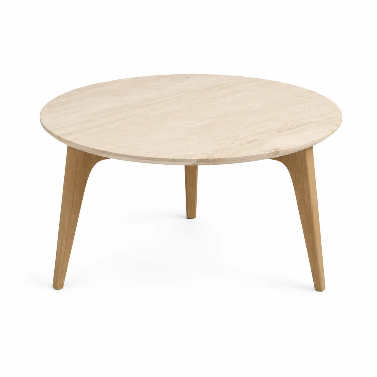 Okrągły stolik kawowy z drewna i marmuru 80cm