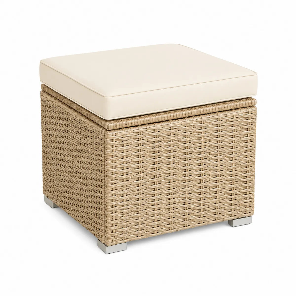 Stołek ogrodowy rattanowy PE beżowy 45x45x45 cm
