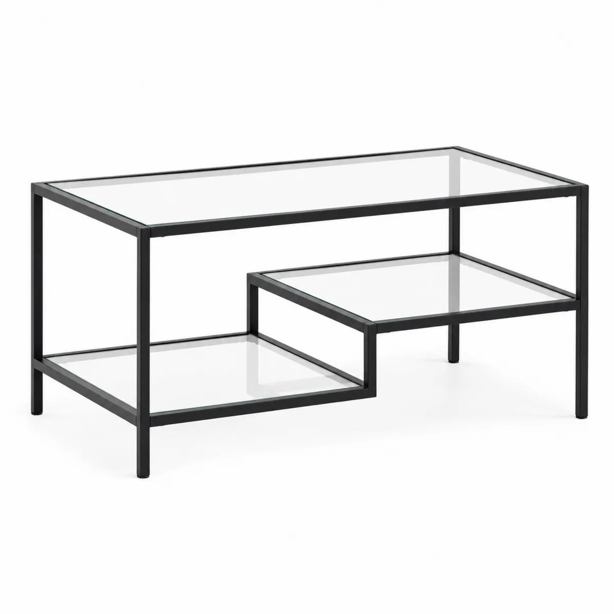 Stolik kawowy z hartowanego szkła i metalu czarny 90x45x40 cm