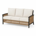 3-osobowa sofa ogrodowa z poduszkami, rattan, metal