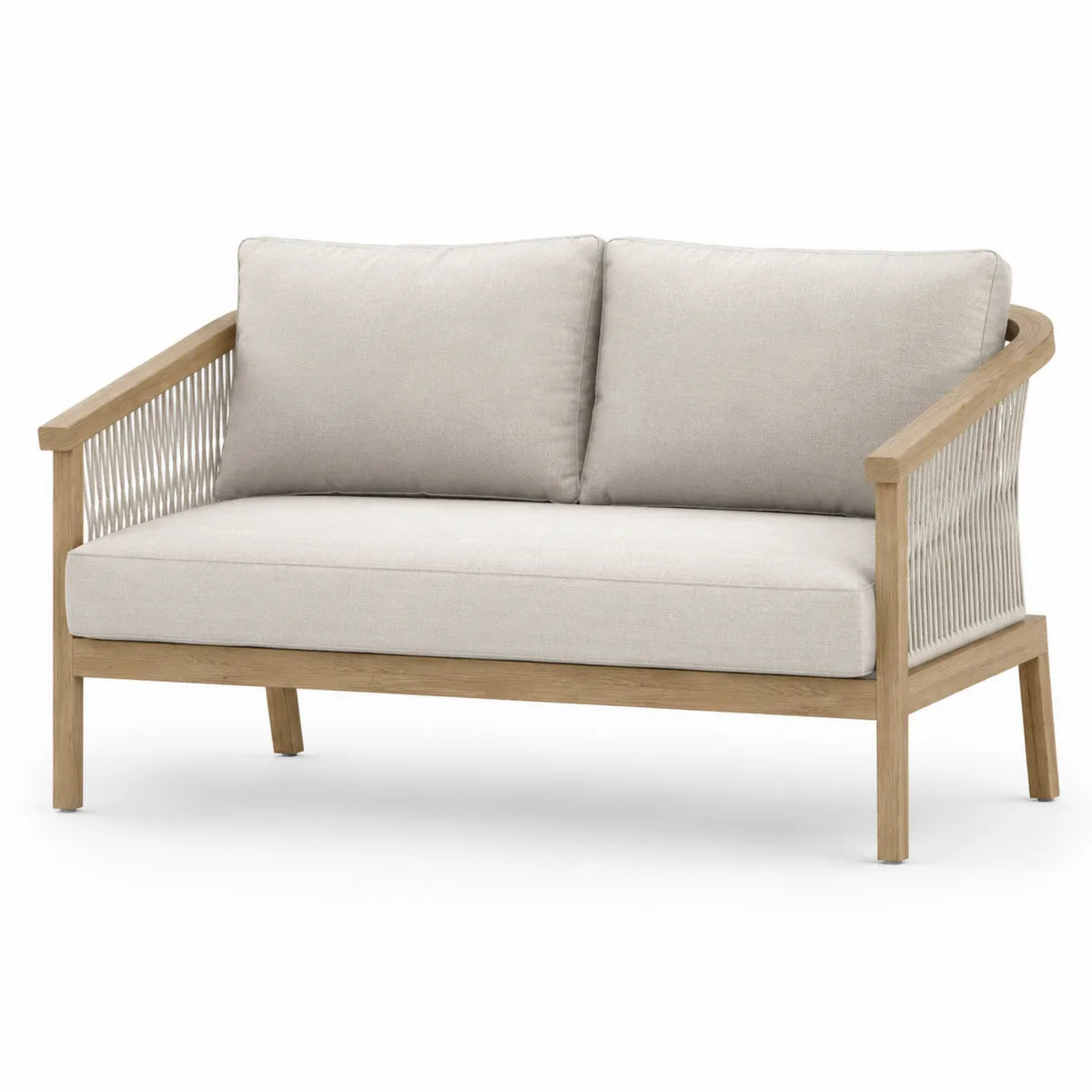 Dwuosobowa sofa z drewna teakowego z poliestrowymi linami