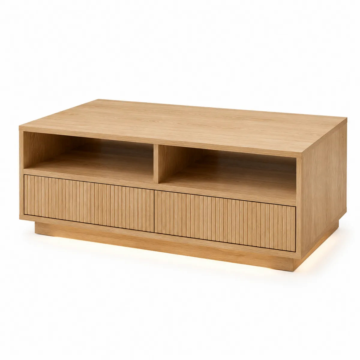 Stolik kawowy prostokątny dąb 120x60x40 cm z szufladą i półkami