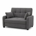 Sofa dwuosobowa ciemnoszara, tkanina z poduszkami