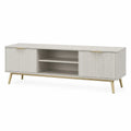 Szafka RTV z płyty MDF i metalu biała 180x40x50 cm