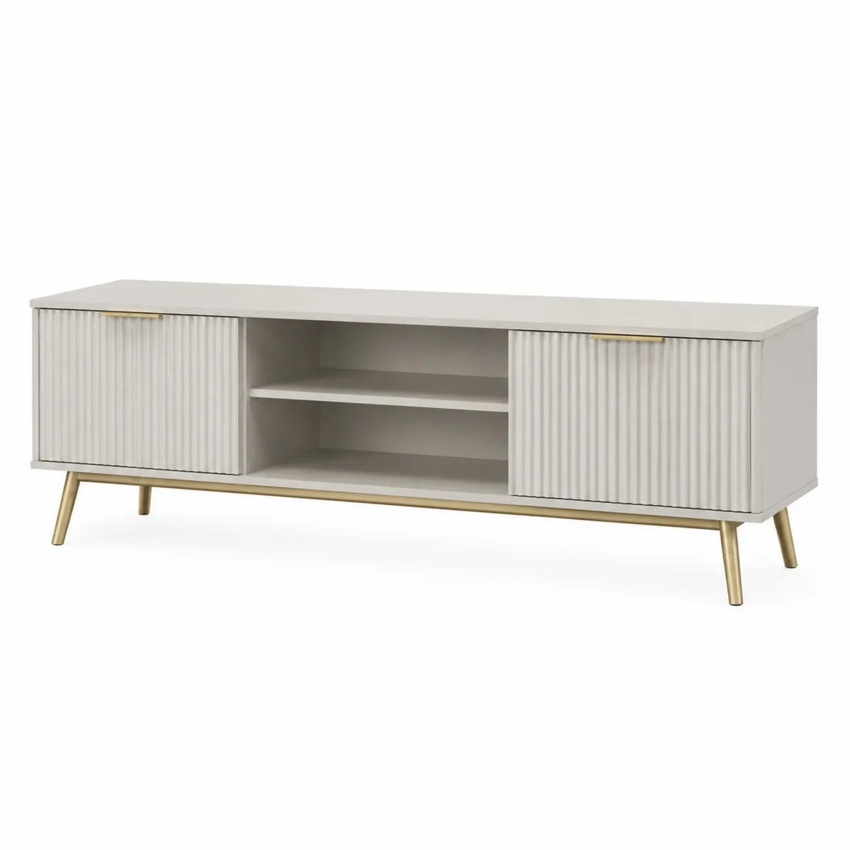 Szafka RTV z płyty MDF i metalu biała 180x40x50 cm