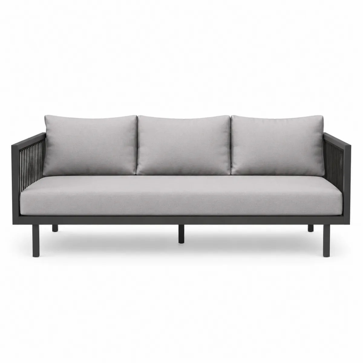 Sofa ogrodowa szara, aluminium, olefin, 200x75x60 cm