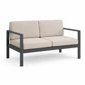 Sofa aluminiowa z poliestrowymi poduszkami beżowymi
