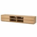 Szafka RTV z płyty MDF jasny dąb 200x40x45 cm z szufladami i półkami