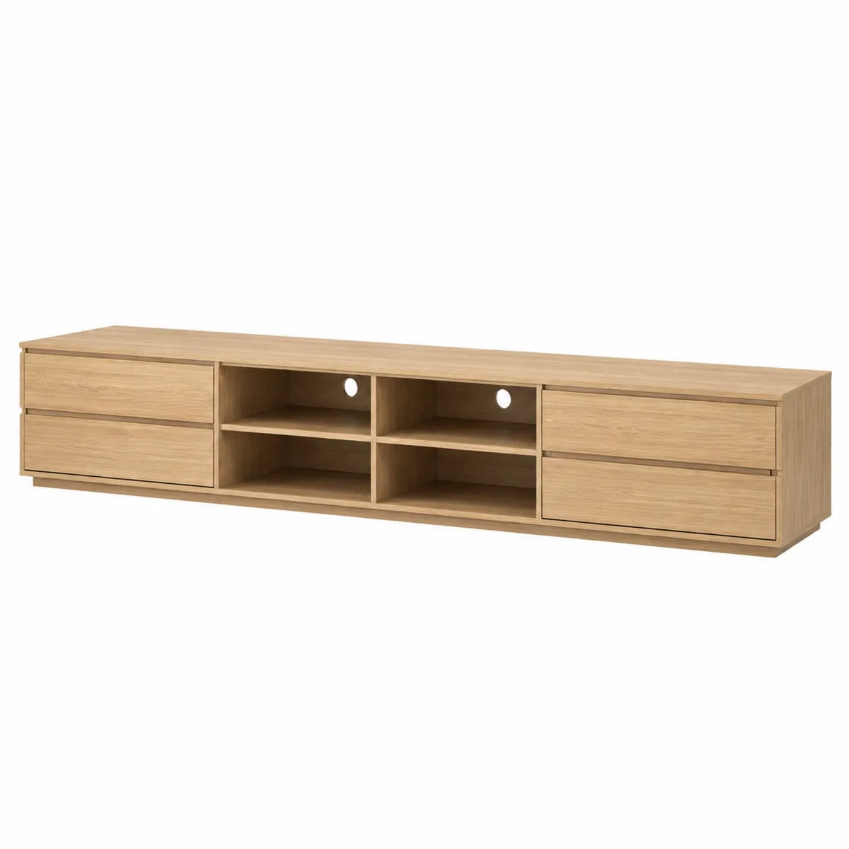Szafka RTV z płyty MDF jasny dąb 200x40x45 cm z szufladami i półkami