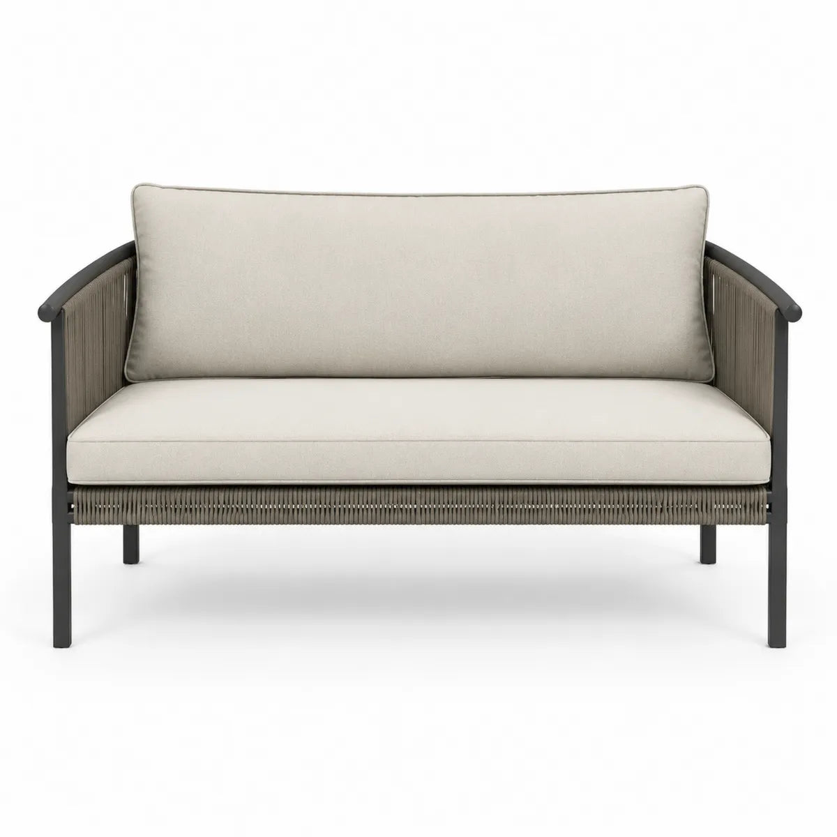 2-osobowa sofa z aluminium i poliestru beżowa