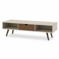 Stolik kawowy z MDF i drewna 120x40x45 cm, beżowy