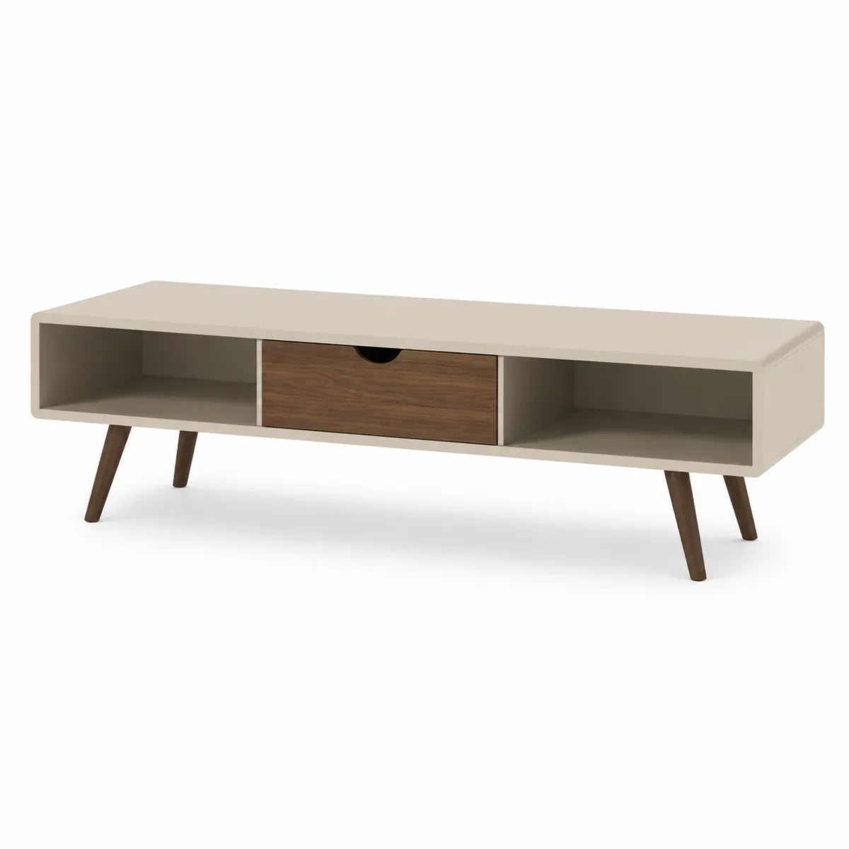 Stolik kawowy z MDF i drewna 120x40x45 cm, beżowy