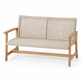 Sofa ogrodowa drewniana z technorattanu beżowa