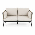 Dwuosobowa sofa ogrodowa z aluminium i poliestru kremowa 150cm